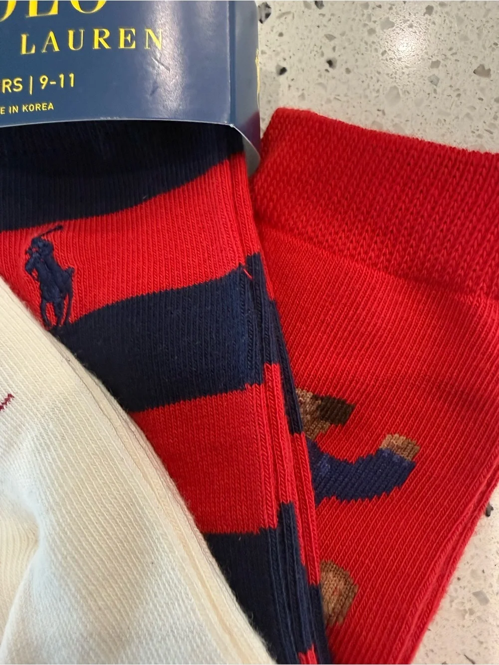 New womens Polo by Ralph Lauren 3-Pack Crew Socks Bear